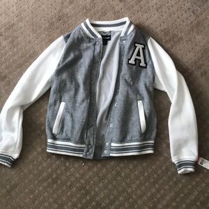 Gray and White Varsity Jacket